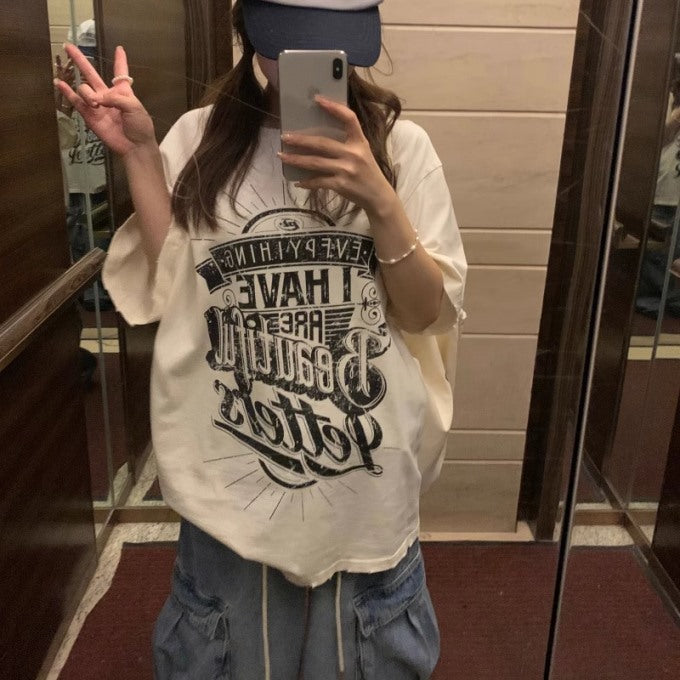 グラフィック ビッグTシャツ レディース 韓国 ファッション ロゴ アメリカン オーバーサイズ T