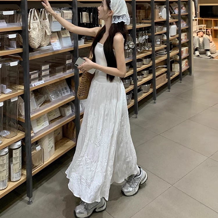 キャミ ワンピース レディース 韓国 ファッション ワンピ ノースリーブ ロング フレア サマードレス