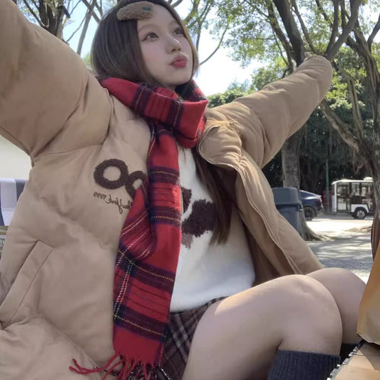 エコダウンジャケット レディース 刺繍ロゴ 中綿 ジャケット 韓国 ファッション 防寒 アウター