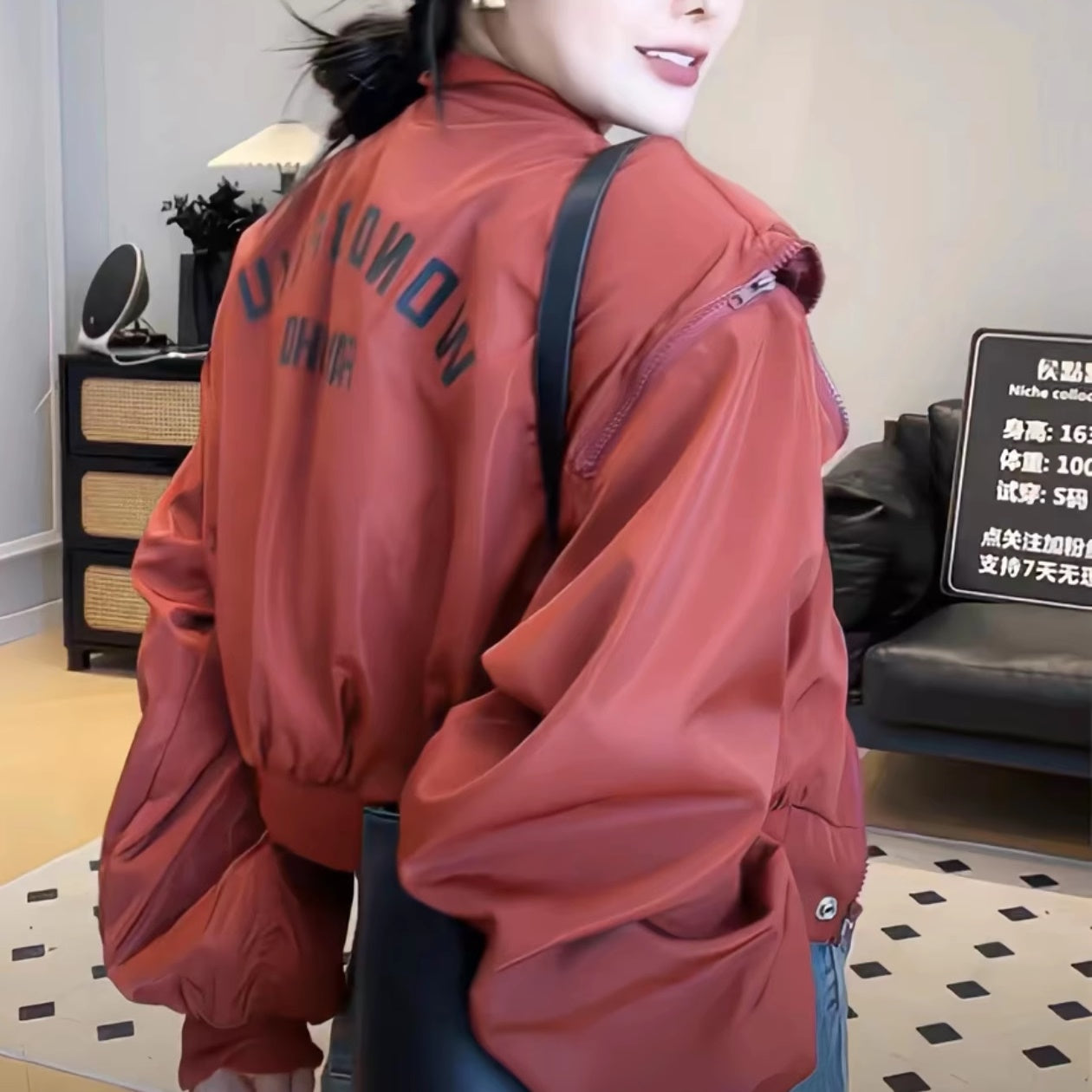 MA-1 ジャケット レディース 韓国 ファッション クロップ ジップ カットホール 2WAY アウター