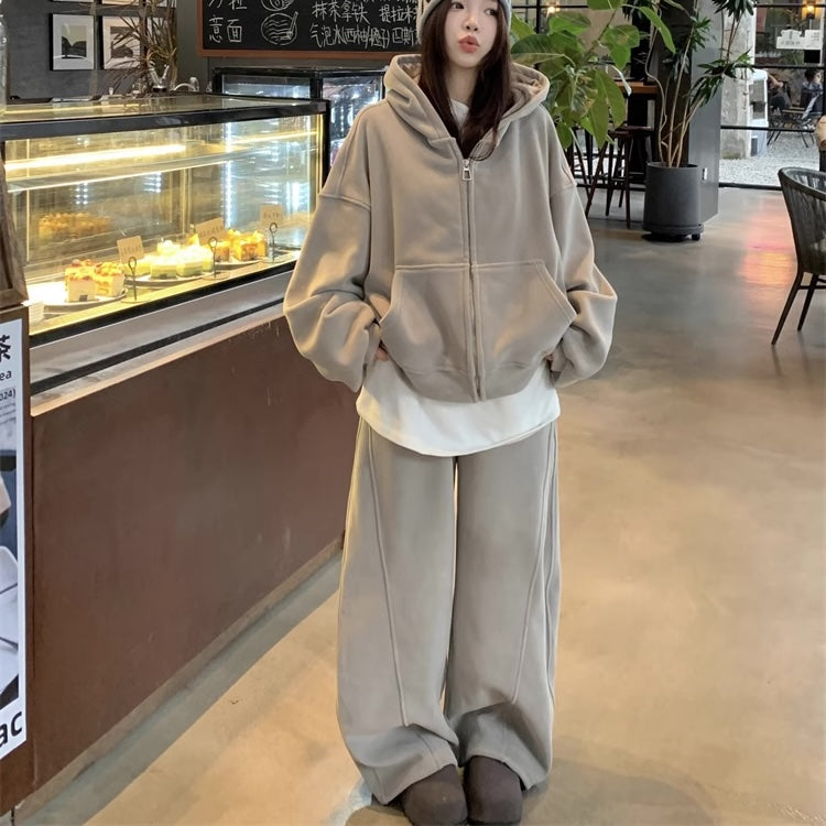 裏起毛 スウェット セットアップ レディース パーカー 韓国 ファッション ストリート 冬 スウェットジャージ 上下セット