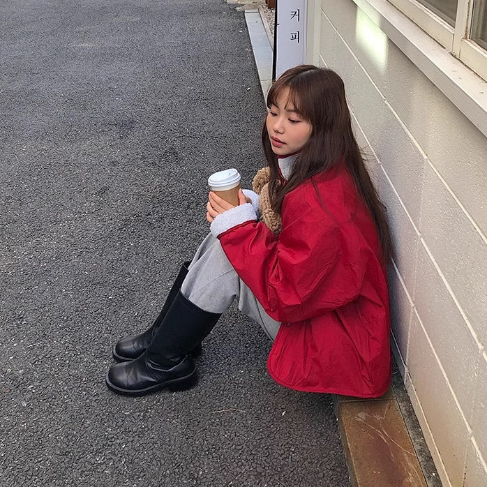 ボア リバーシブル ジャケット レディース 韓国 ファッション 2way ナイロン ボア 裏表 アウター