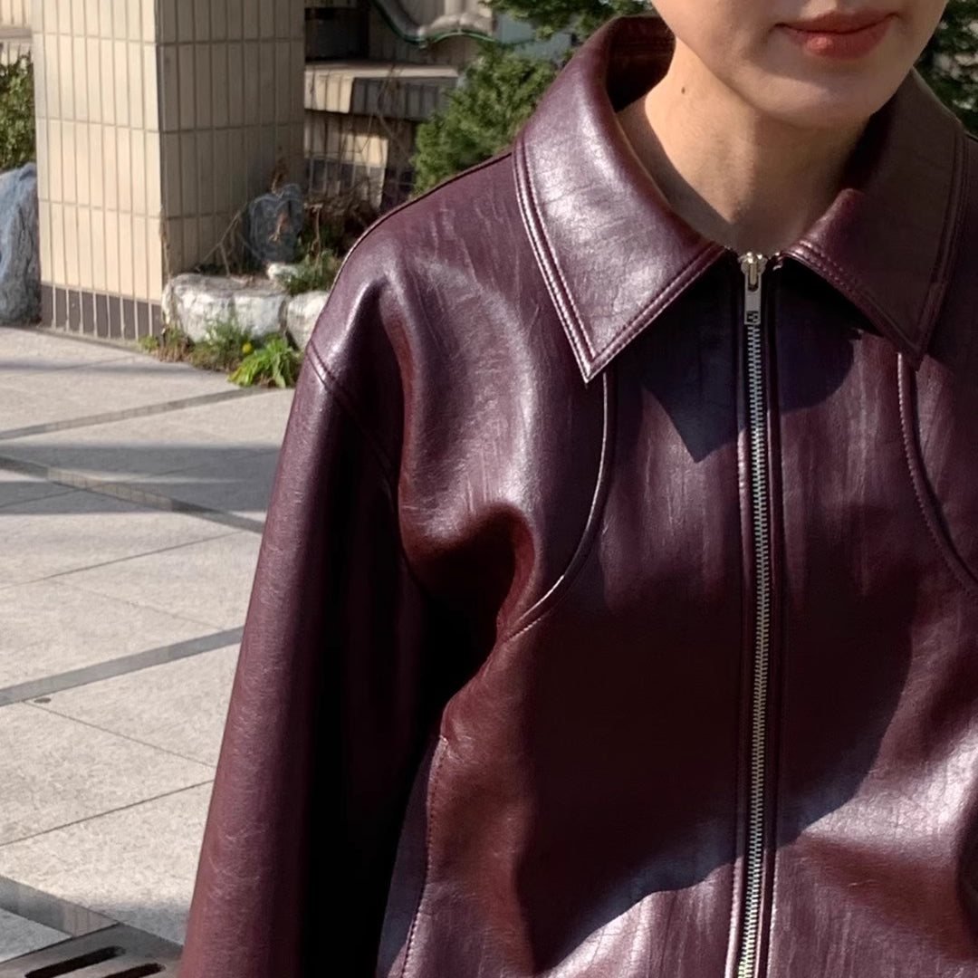 エコレザー ジャケット ジップアップ レディース 韓国 ファッション PU レザー ブルゾン