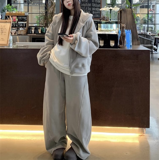 裏起毛 スウェット セットアップ レディース パーカー 韓国 ファッション ストリート 冬 スウェットジャージ 上下セット
