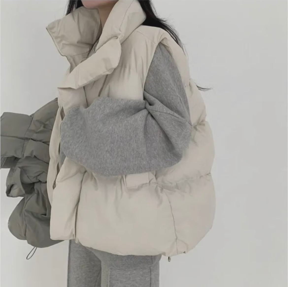 オーバーサイズ エコ ダウンベスト レディース 韓国 ファッション ベスト 中綿 パデット ジャケット