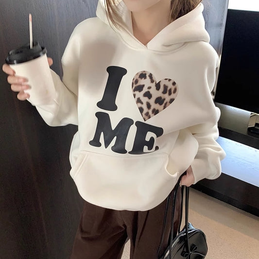 ロゴ パーカー レディース 韓国 ファッション レオパード ロゴ プルオーバー フーディ トップス