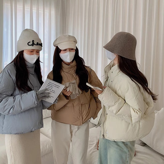 エコ ダウンジャケット レディース 韓国 ファッション アウター ショート丈 ボリューム 中綿 ジャケット