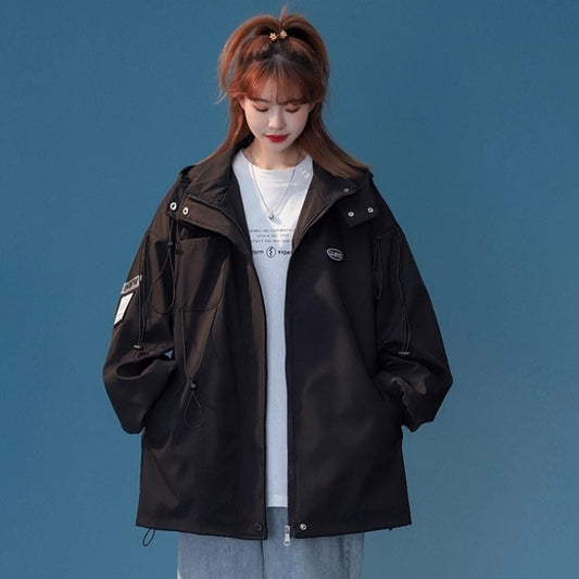 マウンテンパーカー レディース 韓国 ファッション オーバーサイズ ナイロンジャケット パーカー 秋冬アウター スポーティ