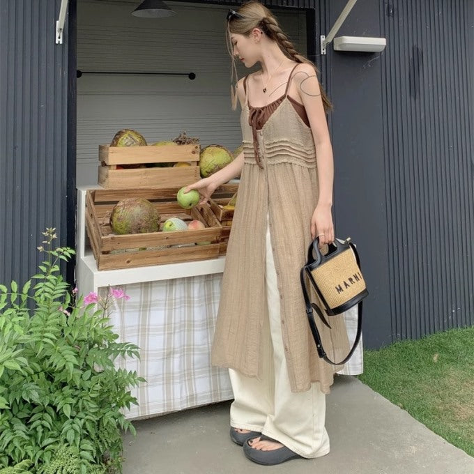 シースルー ジレ チュニック レディース 韓国 ファッション シアーメッシュ シフォン ノースリーブジレ