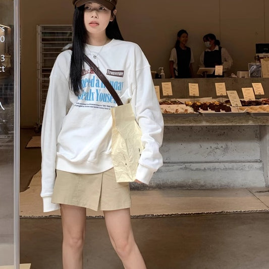 ロゴ トレーナー レディース 韓国 ファッション オーバーサイズ スウェット トップス レトロ ロゴプリント