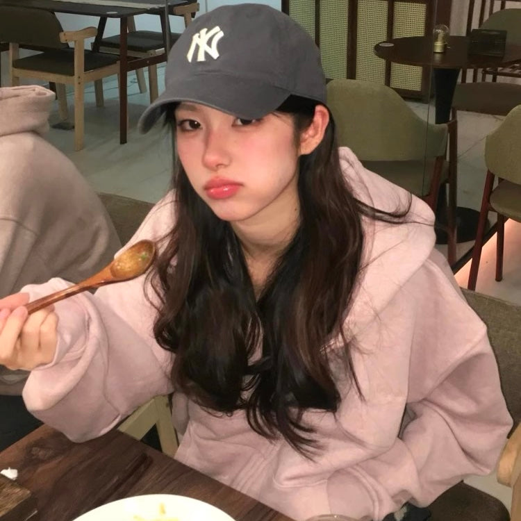 ジップ パーカー レディース 韓国 ファッション くすみピンク オーバーサイズ 袖 指穴 ニュアンスカラー