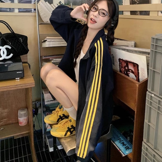 スウェット ジャージ トラック ジャケット レディース 韓国 ファッション ジップアップ ブルゾン ジャケット サイドライン