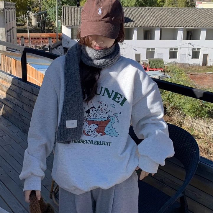 トレーナー レディース 韓国 ファッション アニマル ダルメシアン キャラクター スウェット トップス