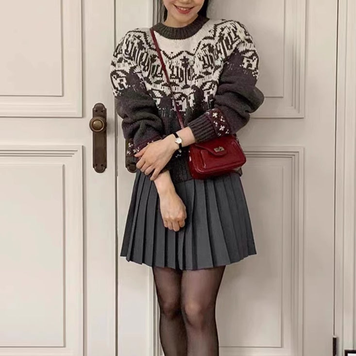 ノルディック セーター レディース レトロ ニット 韓国 ファッション 柄ニット 厚手ニット かわいい