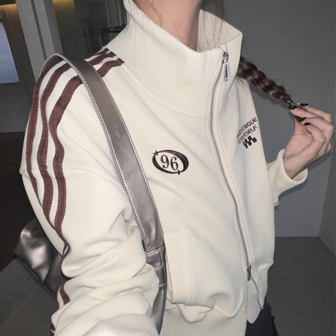 クロップ丈 スウェット トラックジャケット レディース 韓国 ファッション ショート丈 オーバーサイズ スポーツジャケット