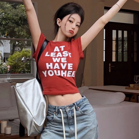 クロップド Tシャツ ロゴ グラフィック タイト T レディース 韓国 ファッション 半袖 夏トップス ロゴプリント レタープリント ショートスリーブ