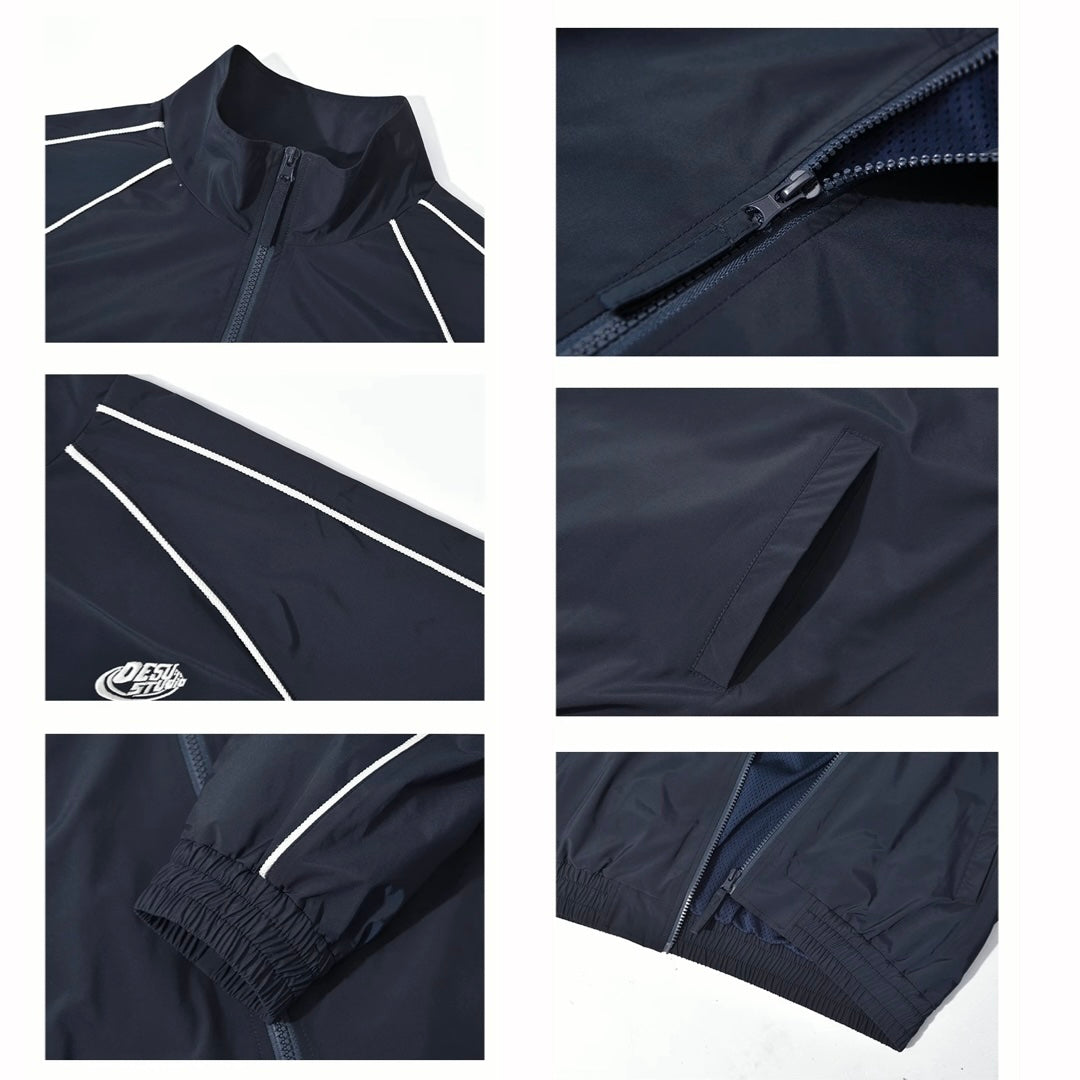 ナイロン ジャージ セットアップ レディース 2WAY ハーフパンツ切替 ファスナー 韓国 ファッション ライン ジャージ トラックジャケット