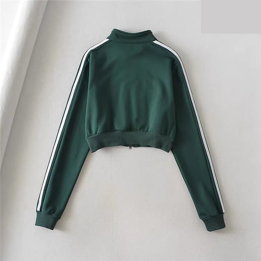 セットアップ レディース クロップド ジャージ 上下セット 韓国 ファッション ショート丈 サイドライン トラックジャケット ワイドワイドパンツ