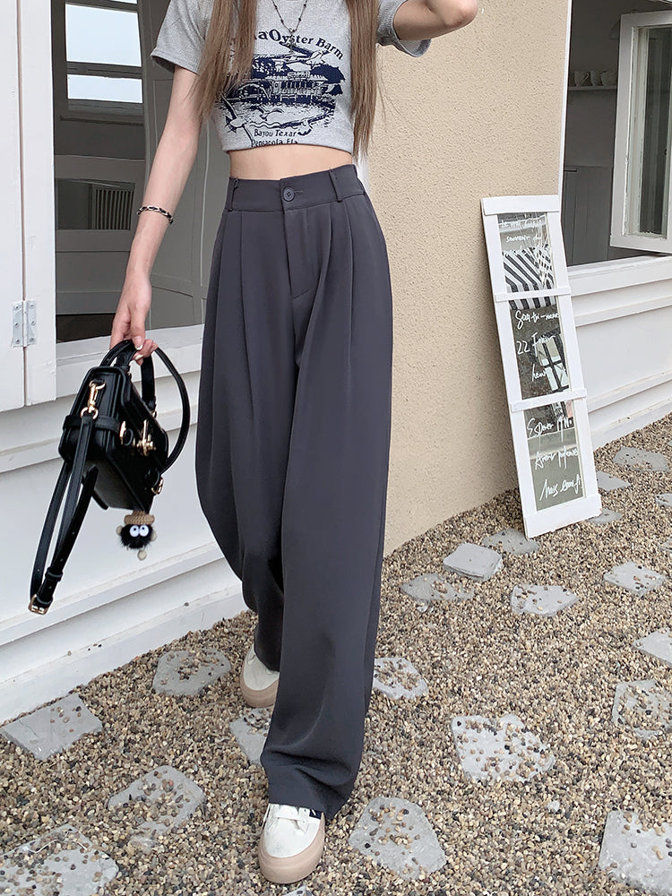 ワイドパンツ レディース 韓国 ファッション カラーパンツ タックパンツ