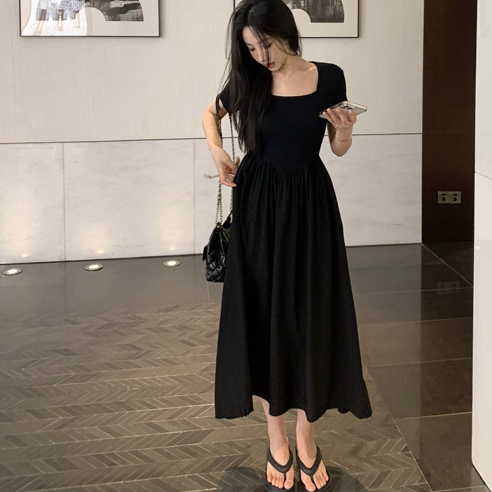 黒 ワンピース 韓国 ファッション レディース 夏 ロング ワンピ A