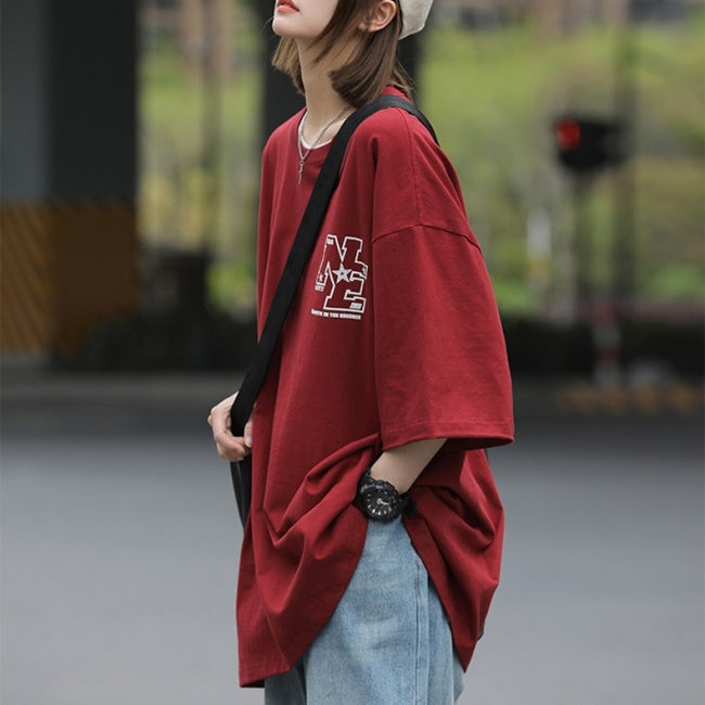 ロゴ グラフィック Tシャツ レディース 韓国 ストリート ビッグシルエット バックプリント T