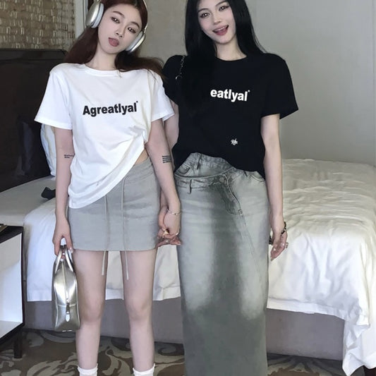ロゴ Tシャツ レディース 韓国 ファッション オーバーサイズ ストリート 夏 半袖 T トップス