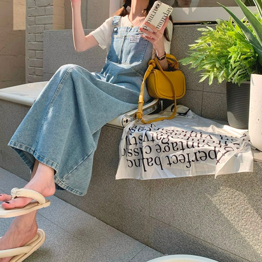 デニム ジャンパースカート レディース 韓国 デニム サロペットスカート ジャンスカ オーバーサイズ