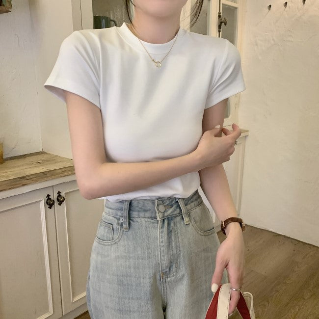 韓国 Tシャツ レディース 無地 シンプル 夏トップス ストレッチ コットン T ミニマム Y2K トレンド おしゃれ トップス