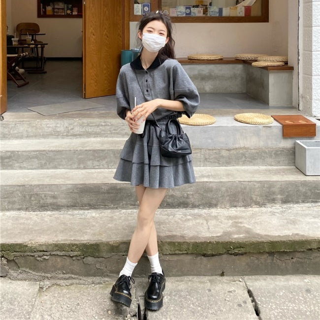 韓国ファッション　ワンピースミニショートパンツミニセット