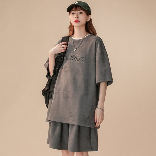 夏 セットアップ レディース 上下 オーバーサイズ ロゴ グラフィック Tシャツ ショートパンツ 立体ロゴ