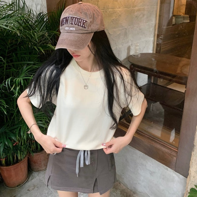 無地 Tシャツ レディース 韓国 ファッション シンプル プレーン T 夏トップス