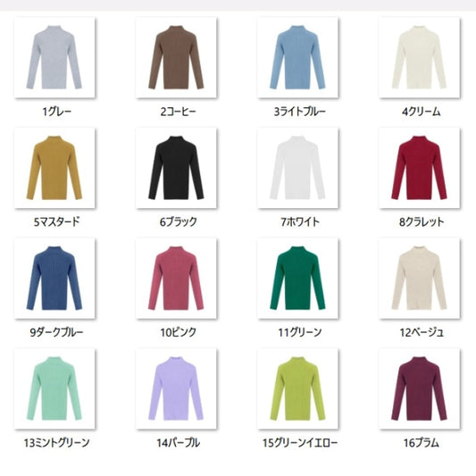 ハイネック ニット レディース 韓国 ファッション 選べる カラー タイト ストレッチ リブニット 冬 トップス