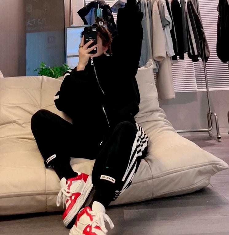 ライン ジャージ セットアップ レディース 韓国 ファッション サイドライン オーバーサイズ スウェット ジャージ