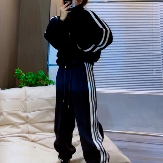 ライン ジャージ セットアップ レディース 韓国 ファッション サイドライン オーバーサイズ スウェット ジャージ