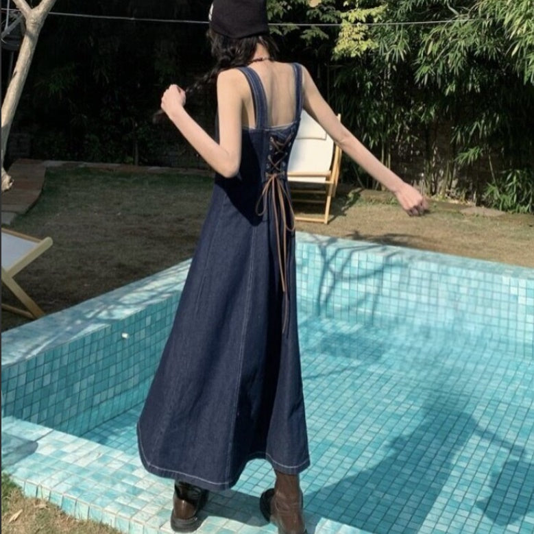 デニム ワンピース ジャンパースカート 韓国 ファッション デニム ...