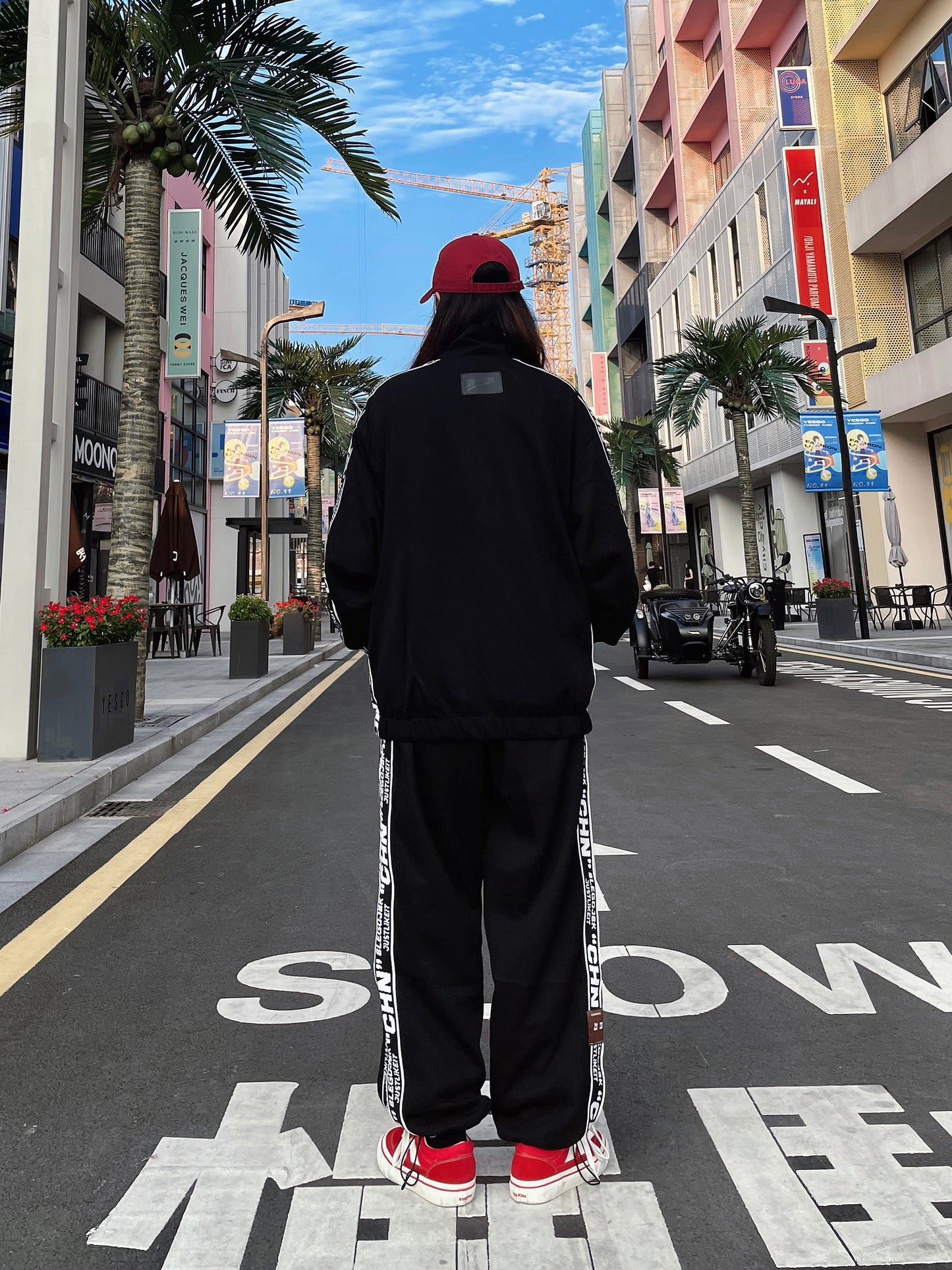 ロゴ ライン ジャージ セットアップ レディース 韓国 ファッション 秋冬 ストリート スポーツウェア 上下セット オーバーサイズ ジャージ