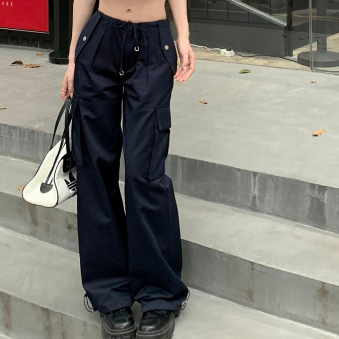 カーゴパンツ レディース 韓国 ファッション イージー ワイドパンツ サイドポケット