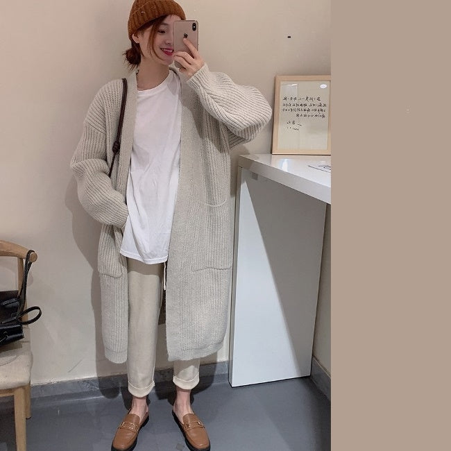 ロング ニットカーディガン レディース 韓国 ファッション ニットコート オーバーサイズ ロングカーディガン