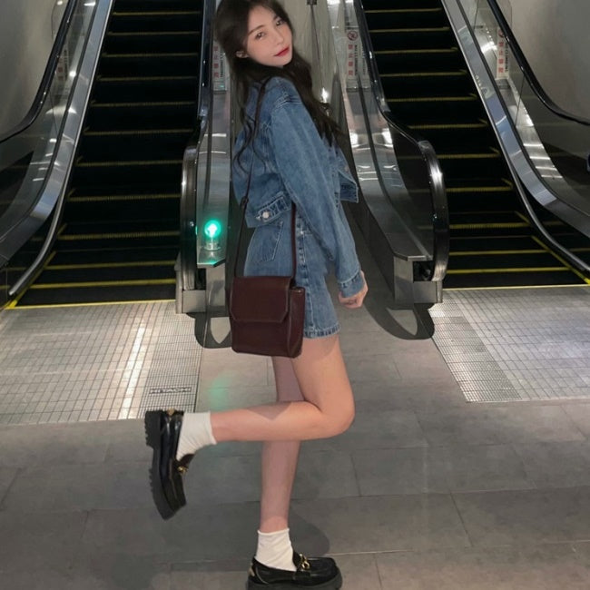 デニム セットアップ レディース 韓国 デニムジャケット ミニスカート 2ピース デニムセット 春