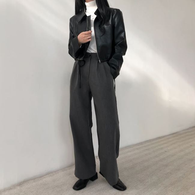 レザージャケット レディース エコレザー ノーカラ― ショートジャケット レディース 韓国 ファッション ショートジャケット フェイクレザー ライダース バイカージャケット