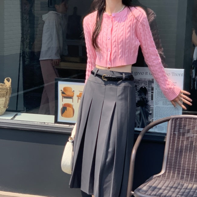 クロップド ニットカーディガン レディース 韓国 ファッション ショート丈 ボタンニット 春トップス