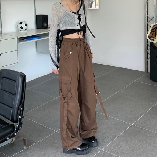 ワイド カーゴパンツ レディース 韓国 ファッション ペインター パンツ カーキ/ブラウン/ブラック