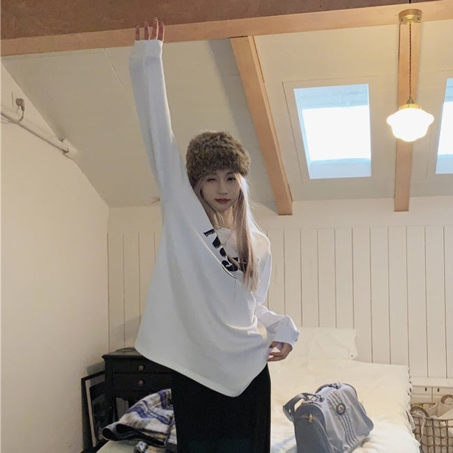 ロゴ ロンT レディース 韓国 ファッション ロゴ プリント 白 ロングT シャツ オーバーサイズ 春夏 トップス