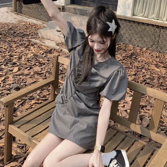 セットアップ レディース ジャケット ワンピース 韓国 ファッション ストライプ オーバーサイズ テーラード ワンピース コーデセット