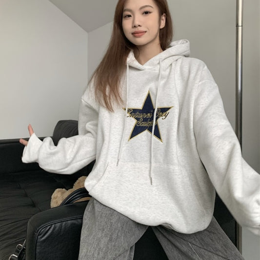 ロゴパッチ パーカー レディース ビッグシルエット プルオーバー 韓国 ファッション