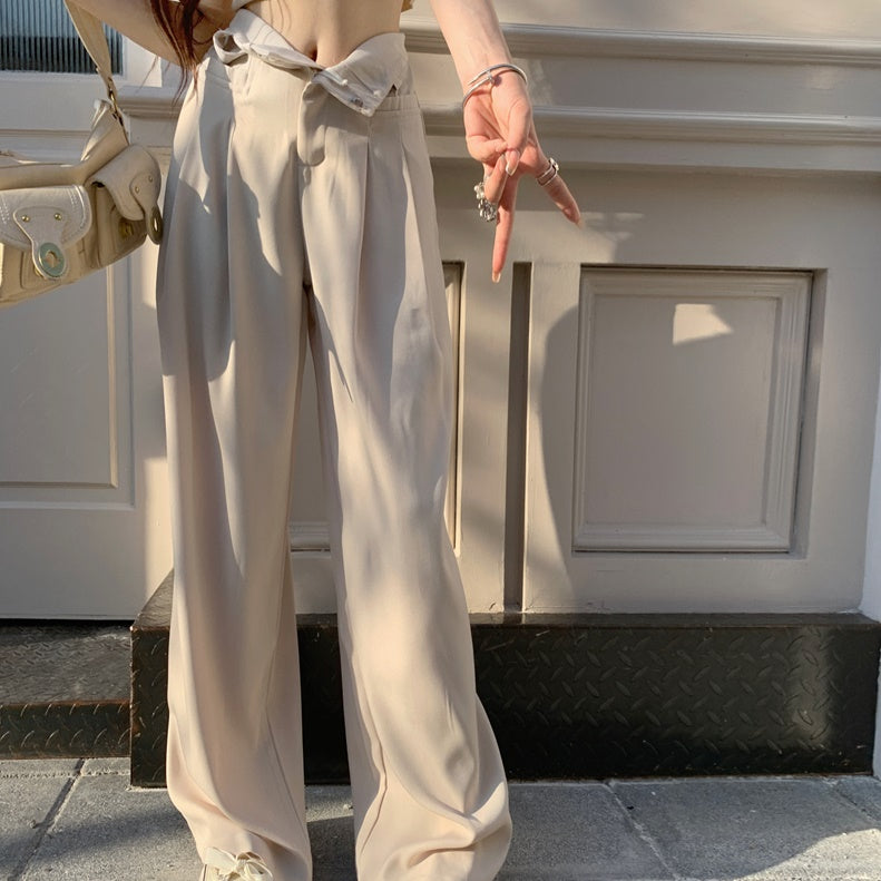 ハイウエスト タック ワイドパンツ レディース 韓国 ファッション きれいめ ワイドシルエット パンツ 春夏