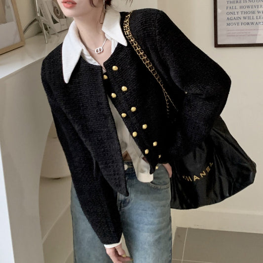 クロップド ノーカラージャケット シャツ セット 韓国 ファッション レディース 白シャツ アンサンブル