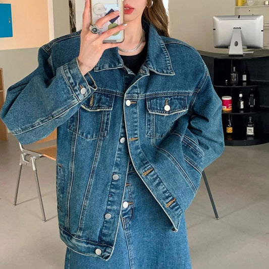 デニム セットアップ レディース ロングスカート ジャケット 上下セット 韓国 ファッション デニムスカート デニムジャケット