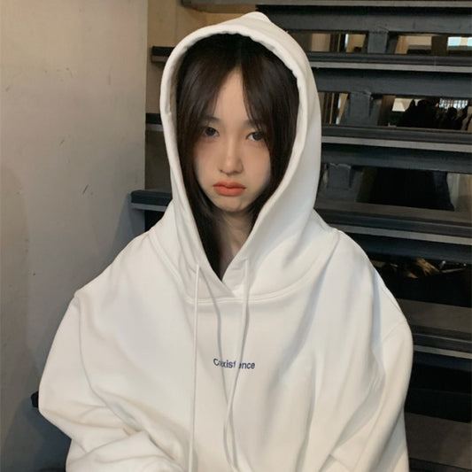 ロゴ パーカー レディース 韓国 ファッション ビッグシルエット スウェット フーディ ホワイト/ヘザーグレー