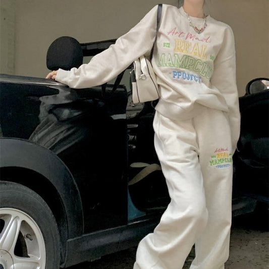 スウェット セットアップ ジャージ レディース 韓国 ファッション カラフル ロゴ トレーナー スウェットパンツ 上下セット